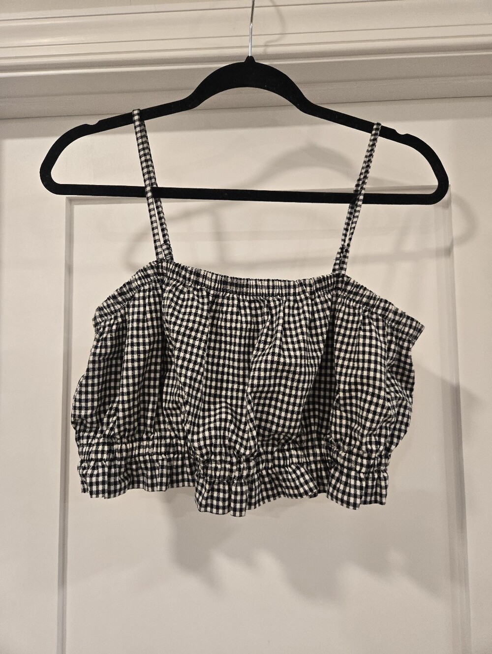 LA Hearts Black & White Gingham Cropped Cami Top